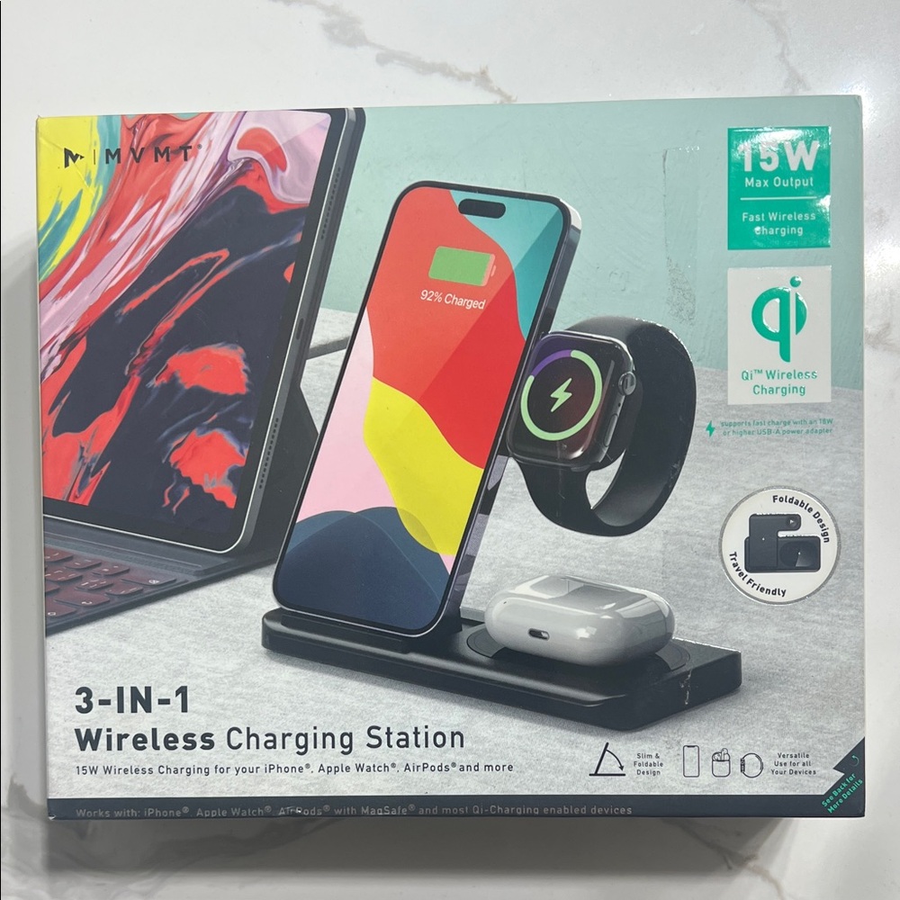 Mophie 3-in-1 Wireless Charging Station - Black and Silver